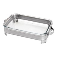 Suporte 34x21cm Veneza Aço Inox Sem Tampa Com Refratário de Vidro